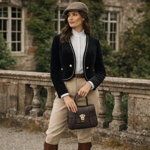 Hobby Horse Classic Black Quilted Velvet Crop Jacket S Vintage Luxe Equestrian